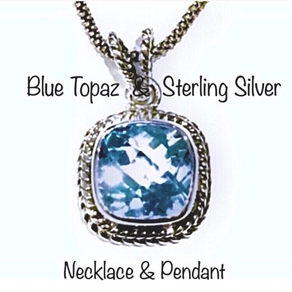 SAMUEL B Cushion Cut Blue Topaz & Popcorn Necklace - Picture 12 of 14